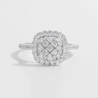 925 Sterling Silver Inlaid Zircon Square Shape Ring