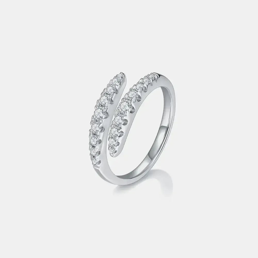 925 Sterling Silver Moissanite Bypass Ring