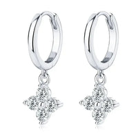 925 Sterling Silver Moissanite Hoop Drop Earrings