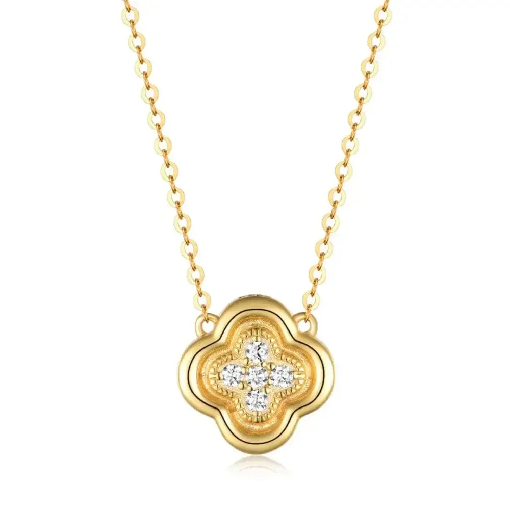 925 Sterling Silver Moissanite Leaf Clover Necklace
