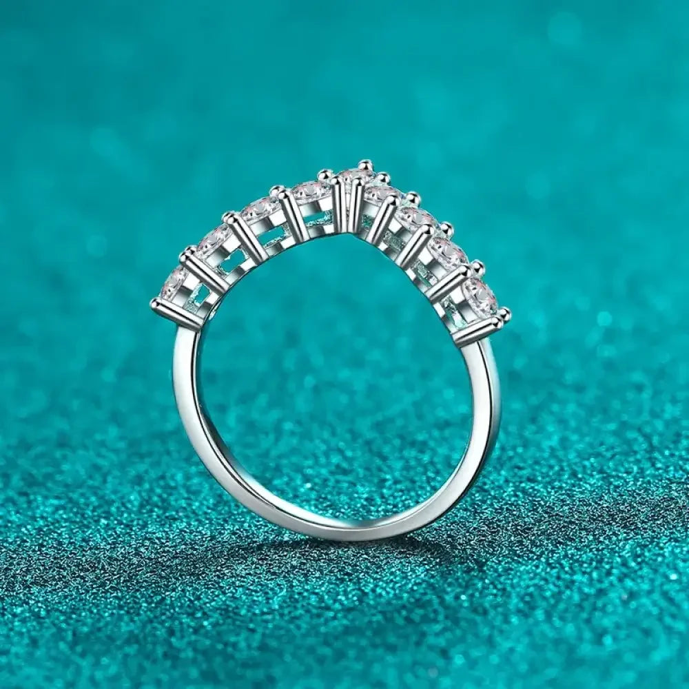 925 Sterling Silver Moissanite V Shape Ring