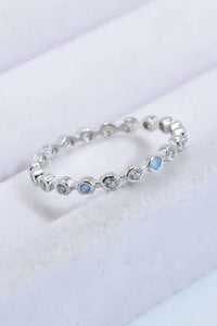 925 Sterling Silver Zircon and Natural Moonstone Ring