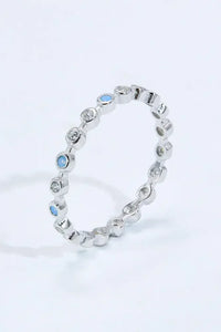 925 Sterling Silver Zircon and Natural Moonstone Ring