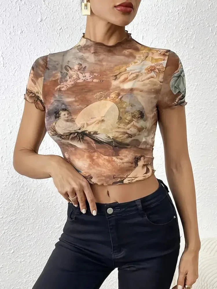 Abstract Print Ruffled Mock Neck Crop T-Shirt - Update AvenueT-ShirtsTrendsi100100347943350100100347943350b63b648d - c047 - 40b8 - b665 - bfe859ddbf5a - Max - OriginCaramel