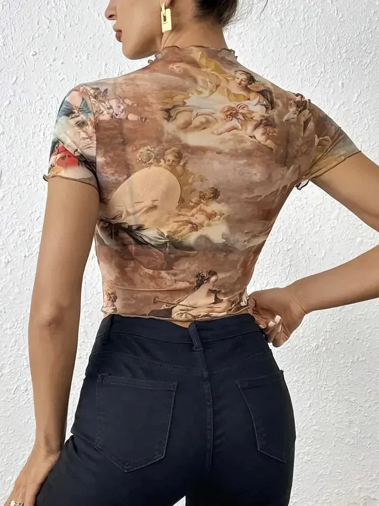 Abstract Print Ruffled Mock Neck Crop T-Shirt - Update AvenueT-ShirtsTrendsi1001003479433501001003479433505eb979c0 - 132f - 4200 - 8e7d - 96c7fbd4fefb - Max - OriginCaramel