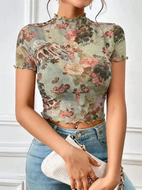 Abstract Print Ruffled Mock Neck Crop T-Shirt - Update AvenueT-ShirtsTrendsi1001003479471141001003479471142d7534e9 - 525f - 4d8b - 9e32 - acc1da510f0d - Max - OriginSage