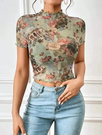 Abstract Print Ruffled Mock Neck Crop T-Shirt - Update AvenueT-ShirtsTrendsi100100347947114100100347947114674db109 - a0ab - 4570 - ac17 - 0db9879e54ab - Max - OriginSage