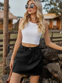 Adjustable Waist Denim Skirt with Pockets - Update AvenueDenim Dresses & SkirtsTrendsi100100832341116100100832341116f3924fd8 - de46 - 41e6 - 9e6a - fb7301085921 - MaxBlack