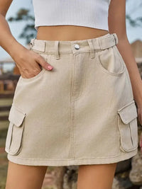 Adjustable Waist Denim Skirt with Pockets - Update AvenueDenim Dresses & SkirtsTrendsi10010083234167810010083234167875ff3394 - 4b52 - 4d57 - 9a7d - 2f5398f56728 - MaxMocha