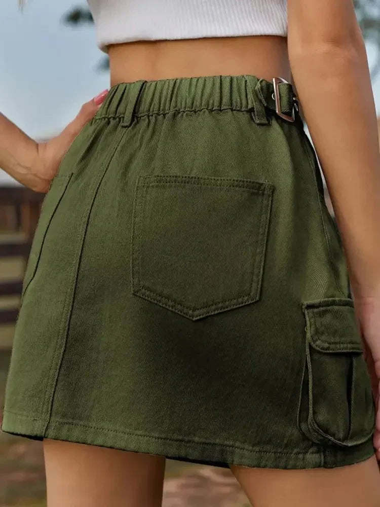 Adjustable Waist Denim Skirt with Pockets - Update AvenueDenim Dresses & SkirtsTrendsi1001008323463631001008323463631ae5cd0d - 75e4 - 49cf - b765 - 7ea3c53e4fac - MaxArmy Green