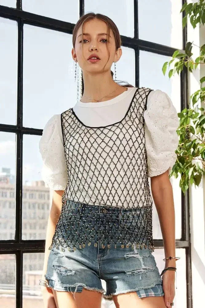 ADORA Beads Accent Fishnet Tank Top - Update AvenueTrendsi100100956111358100100956111358f542e1b0a1314b8e9c2d182b7eefa807 - Max - OriginGOLD