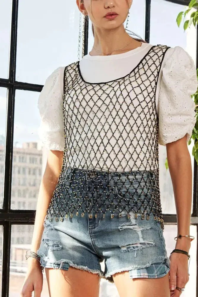 ADORA Beads Accent Fishnet Tank Top - Update AvenueTrendsi100100956111358100100956111358e2b3a838548e4c109219022ccd74af16 - Max - OriginGOLD