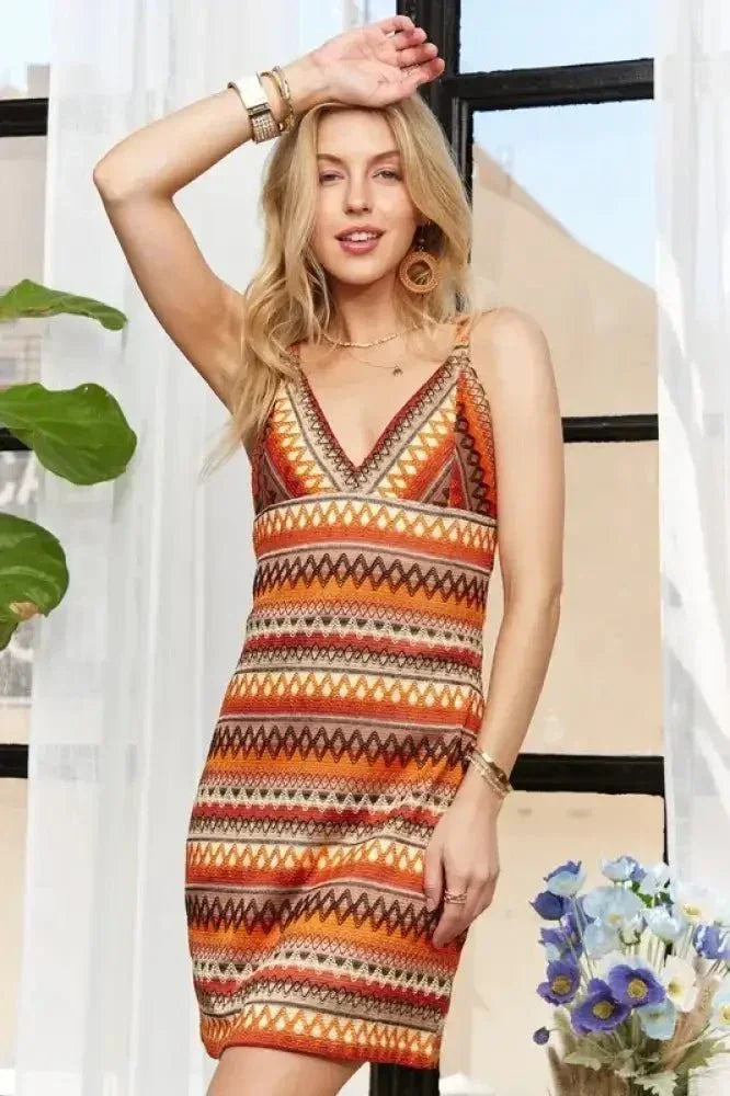 ADORA Contrast Striped V - Neck Mini Dress - Update AvenueFestival VibesTrendsi100100887781052100100887781052058702b4 - 040d - 464b - aa8b - 3da1eaa2a63e - MaxOrange Multicolor