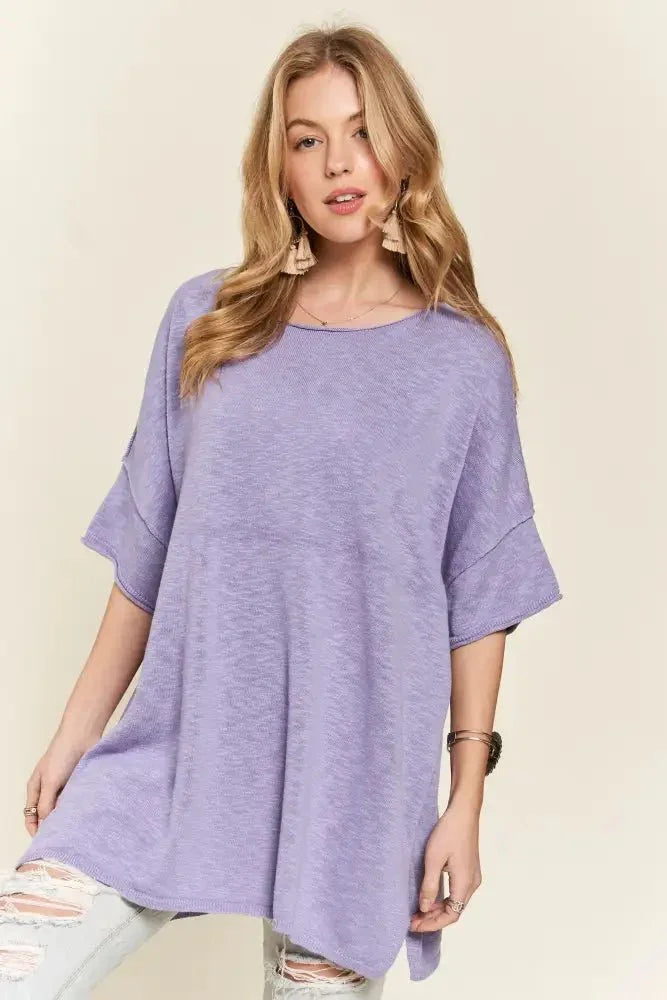 ADORA Drop Shoulder Loose Fit Knit Tunic Top - Update AvenueT-ShirtsTrendsi1001003821413921001003821413925234c0bf5919401e92492e555974a9bc - Max - OriginLAVENDER