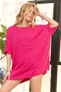 ADORA Drop Shoulder Loose Fit Knit Tunic Top - Update AvenueT-ShirtsTrendsi1001007346517321001007346517329e731d1a07934ec7ad4a581251cf437e - Max - OriginFUCHSIA