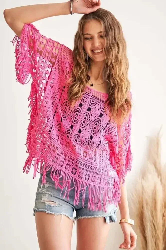 ADORA Fringe Hem Crochet Top - Update AvenueBoho VibesTrendsi100100989091322100100989091322a88a576dbbd047efb041de480c1a9202 - Max - OriginHOT PINK
