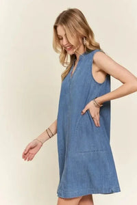 ADORA Notched Sleeveless Denim Dress with Pockets - Update AvenueDenim Dresses & SkirtsTrendsi100100655021520100100655021520381e7151 - 58b7 - 40d6 - b890 - 8d7645098606 - MaxMedium
