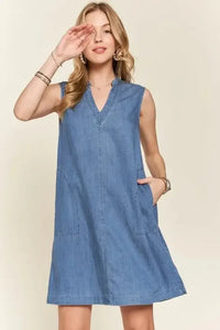 ADORA Notched Sleeveless Denim Dress with Pockets - Update AvenueDenim Dresses & SkirtsTrendsi1001006550215201001006550215206d2ad9df - 1f2a - 4224 - a7cc - 65f29c107d4b - MaxMedium