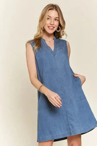 ADORA Notched Sleeveless Denim Dress with Pockets - Update AvenueDenim Dresses & SkirtsTrendsi10010065502152010010065502152055609565 - 73af - 4957 - b26d - d9135da9bdc5 - MaxMedium