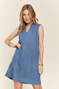 ADORA Notched Sleeveless Denim Dress with Pockets - Update AvenueDenim Dresses & SkirtsTrendsi1001006550215201001006550215202c050d6b - 61a7 - 4347 - 9cf4 - 65cd3401e5a0 - MaxMedium