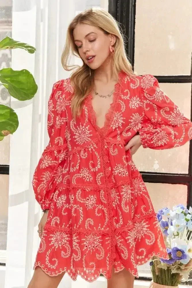 ADORA Puff Sleeve Floral Dress - Update AvenueBoho VibesTrendsi100100573031405100100573031405a98b9795f1ba40b0af2bc6ec2d8b0208 - Max - OriginCORAL
