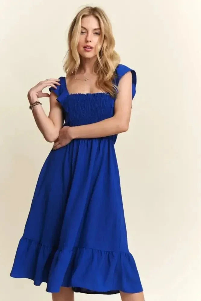 ADORA Smocked Square Neck Ruffled Cap Sleeve Dress - Update AvenueVacation StyleTrendsi100100057081885100100057081885e9bead98 - 4070 - 4a0e - 9146 - ef1205a01c45 - MaxRoyal Blue