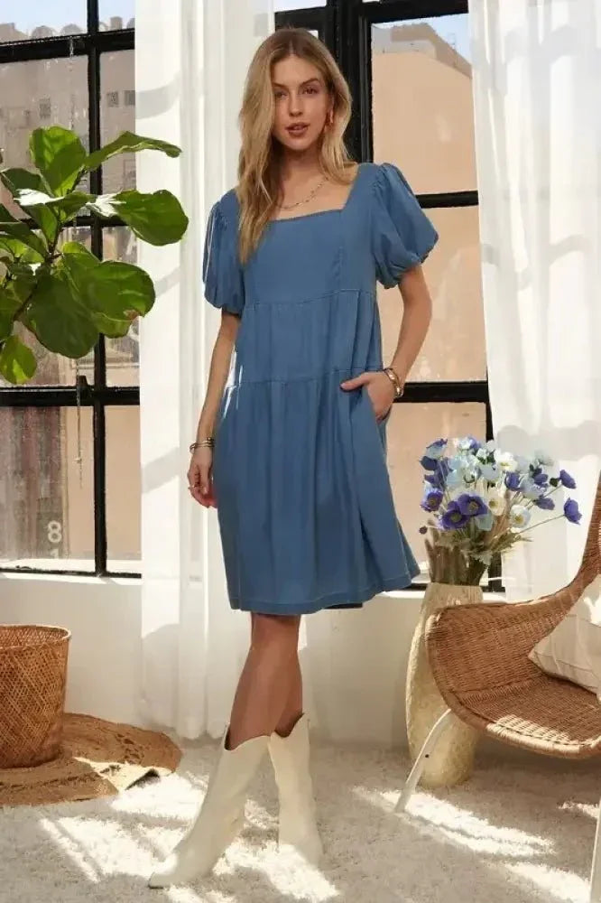 ADORA Square Neck Puff Sleeve Denim Dress - Update AvenueDenim Dresses & SkirtsTrendsi10010067734159610010067734159691fe65ad - f801 - 43a8 - 88f3 - 4bbc116760ce - MaxPeacock Blue