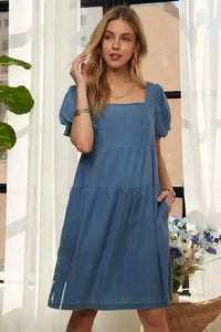 ADORA Square Neck Puff Sleeve Denim Dress - Update AvenueDenim Dresses & SkirtsTrendsi100100677341596100100677341596633bea5f - 9b47 - 46b8 - b393 - 10defa60e025 - MaxPeacock Blue