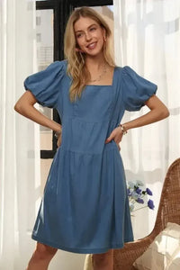 ADORA Square Neck Puff Sleeve Denim Dress - Update AvenueDenim Dresses & SkirtsTrendsi1001006773415961001006773415966d7585a1 - 527d - 4db3 - 8227 - 0c523c31ed97 - MaxPeacock Blue