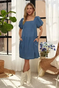 ADORA Square Neck Puff Sleeve Denim Dress - Update AvenueDenim Dresses & SkirtsTrendsi1001006773415961001006773415969efe0dcb - e348 - 45bf - a4fc - 1693ab9f2df4 - MaxPeacock Blue