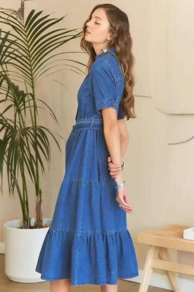 ADORA Tiered Button Down Tie Waist Short Sleeve Denim Dress - Update AvenueDenim Dresses & SkirtsTrendsi1001003609511341001003609511341ef2f68e - cb71 - 4749 - ab89 - 173d5ec5cfc1 - MaxDark