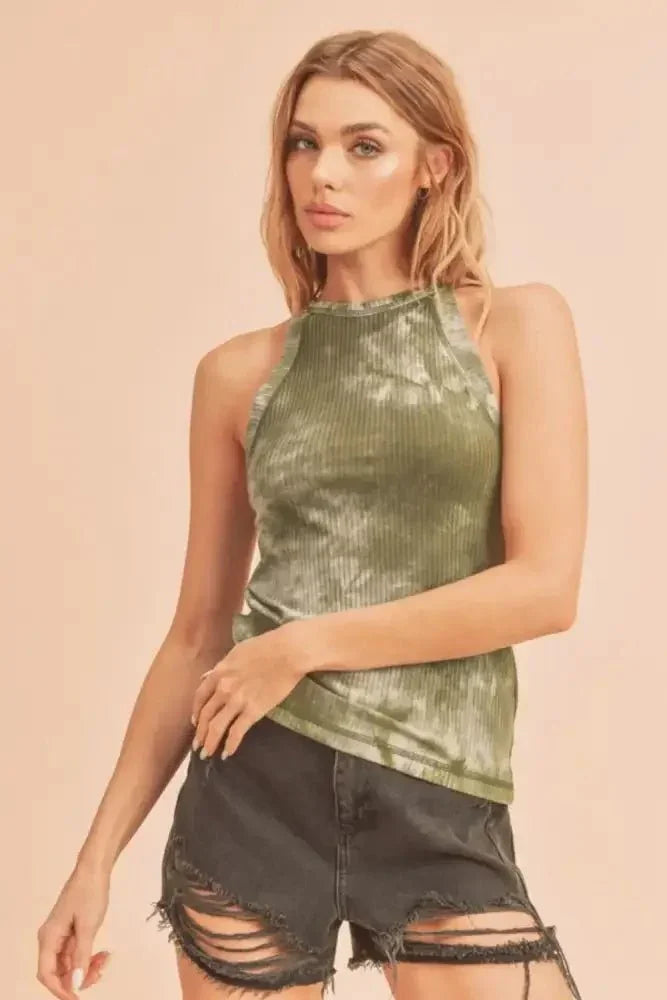 Aemi + Co Ribbed Tie - Dye Round Neck Tank - Update AvenueFestival VibesTrendsi100100317391025100100317391025392b21eb - 662e - 4696 - 8e53 - d1d2d82edd7c - MaxMatcha Green