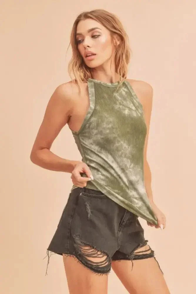 Aemi + Co Ribbed Tie - Dye Round Neck Tank - Update AvenueFestival VibesTrendsi10010031739102510010031739102548f92d04 - d301 - 4b00 - 8c3a - c101ae6c4ab1 - MaxMatcha Green