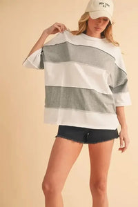 Aemi+Co Color Block Round Neck Short Sleeve T-Shirt - Update AvenueT-ShirtsTrendsi100100729101940100100729101940b08047ae178e4e43a9855343d0b21618 - Max - OriginWHITE HEATHER GRAY