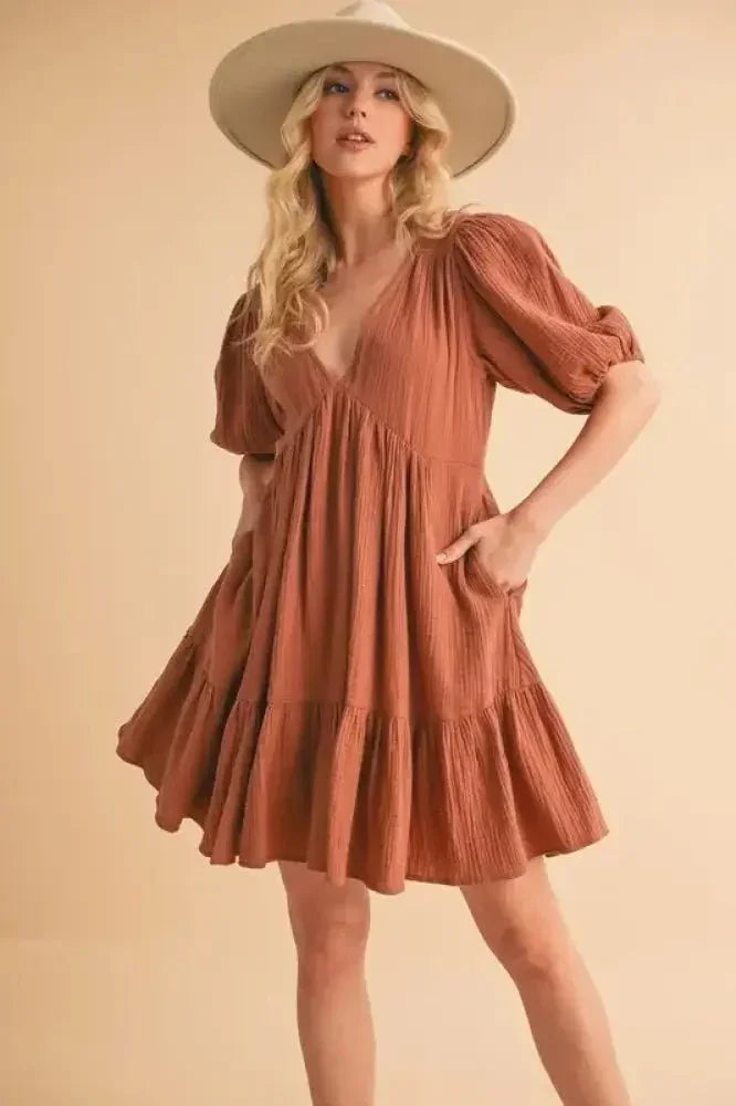 Aemi+Co Tied Back Ruffled Short Sleeve Mini Dress - Update AvenueEffortless Elegance: DressesTrendsi100100943351975100100943351975ddc580ae2e984c248d8d2ba95d256f5a - Max - OriginTERRACOTTA