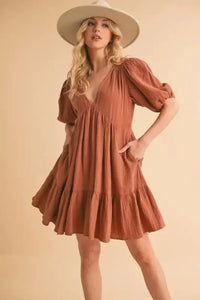 Aemi+Co Tied Back Ruffled Short Sleeve Mini Dress - Update AvenueEffortless Elegance: DressesTrendsi100100943351975100100943351975ddc580ae2e984c248d8d2ba95d256f5a - Max - OriginTERRACOTTA