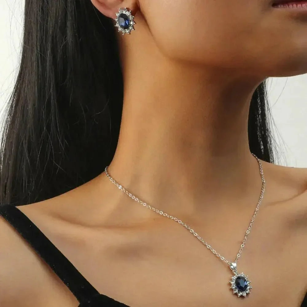 AliExpress Jewelry Explosion Supply High - end Micro - set Sapphire Royal Princess Earring Necklace Set Wholesale - Update AvenueUpdate Avenues218193421388001AliExpress Jewelry Explosion Supply High - end Micro - set Sapphire Royal Princess Earring Necklace Set WholesaleBlue