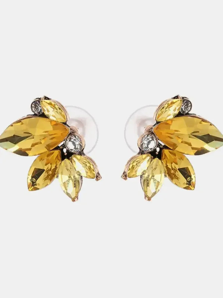 Alloy Rhinestone Flower Stud Earrings