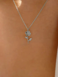 Alloy Rose Pendant Necklace