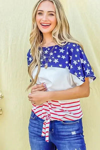 And The Why American Flag Print Tie Knot Front Casual Top - Update AvenueT-ShirtsTrendsi100100968871637100100968871637a200d06c51fa4712ad9747235af46dfc - Max - OriginRED/NAVY