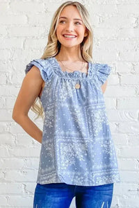 And The Why Boho Print Ruffle Baby Doll Tank Top - Update AvenueTrendsi1001007800718961001007800718967d4bdce784794b2683bf46fb6d680eef - Max - OriginBLUE