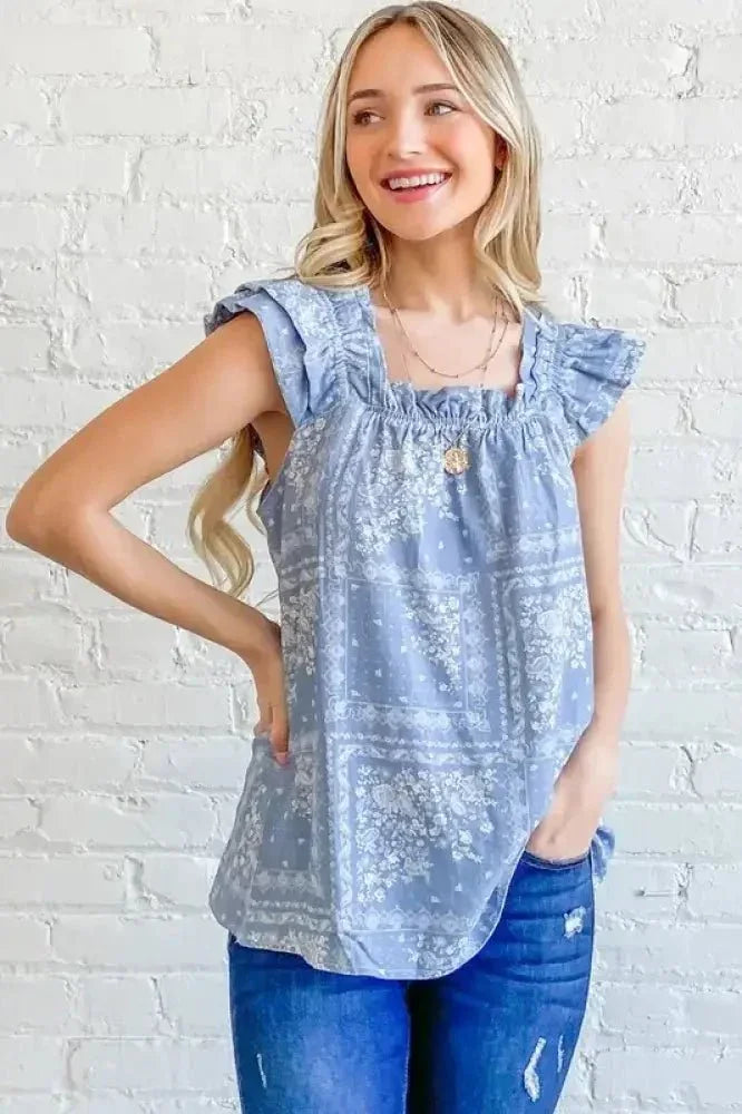 And The Why Boho Print Ruffle Baby Doll Tank Top - Update AvenueTrendsi1001007800718961001007800718965b9c6d5fe36b47ddb66858762740c5b4 - Max - OriginBLUE