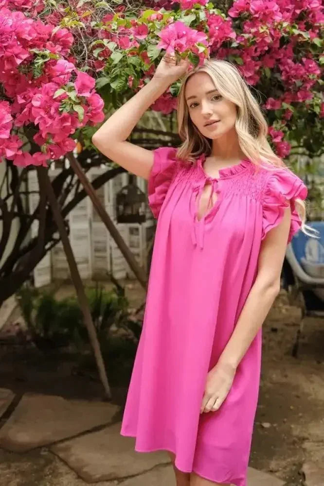 And The Why Ruffle Shoulder Smocked Detailed Dress - Update AvenueEffortless Elegance: DressesTrendsi100100341141298100100341141298920ab1c18ee24f3eb97333c61582ea14 - Max - OriginFuchsia