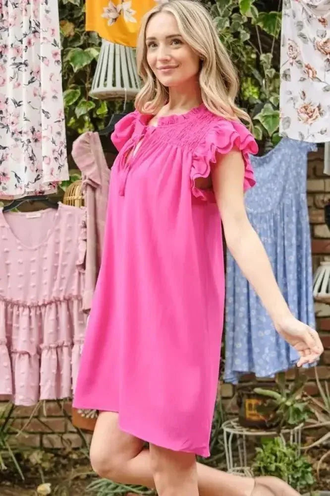 And The Why Ruffle Shoulder Smocked Detailed Dress - Update AvenueEffortless Elegance: DressesTrendsi100100341141298100100341141298151c4001f7994590a9d6b6899f624c37 - Max - OriginFuchsia