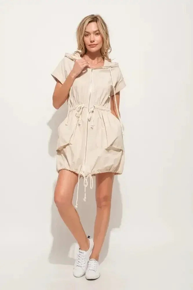 And The Why Short Sleeve String Details Hooded Mini Dress - Update AvenueEffortless Elegance: DressesTrendsi10010096596111510010096596111512560b3c7e1d4667bd856bc40d270e93 - Max - OriginAlmond
