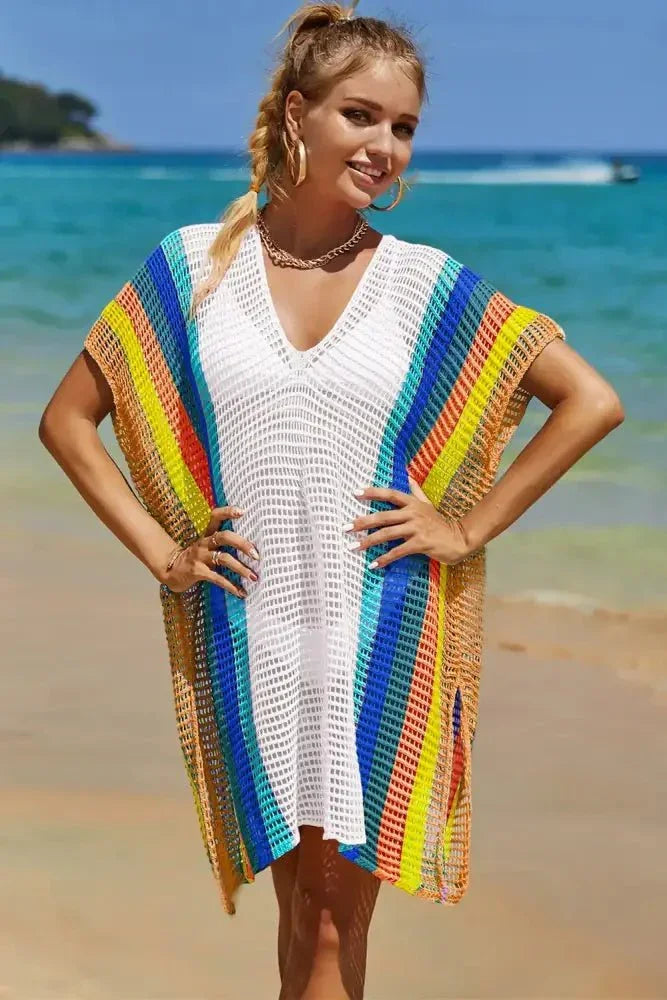 Angel Wings Openwork Striped Slit Knit Cover Up - Update AvenueFestival VibesTrendsi100100119431050100100119431050ba9bad66 - a6f9 - 4b8a - a383 - 5ffbc5b36217 - MaxWhite