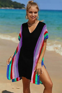 Angel Wings Openwork Striped Slit Knit Cover Up - Update AvenueFestival VibesTrendsi100100119434516100100119434516b1bb9786 - 85dc - 49e2 - 8306 - ce7d1b8d2b4b - MaxBlack
