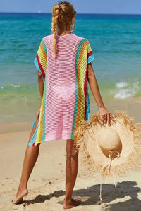 Angel Wings Openwork Striped Slit Knit Cover Up - Update AvenueFestival VibesTrendsi10010011943574310010011943574316d99bc2 - 170d - 4fa0 - b2cd - 47e75378ab60 - MaxBlush Pink