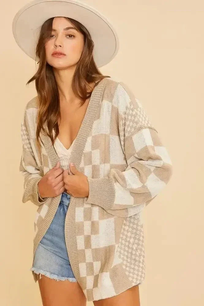 Annie Wear Checkered Open Front Drop Shoulder Cardigan - Update AvenueTrendsi100100187621452100100187621452b7408acf - 1b44 - 4fde - ac21 - a03ddec887e9 - MaxTan