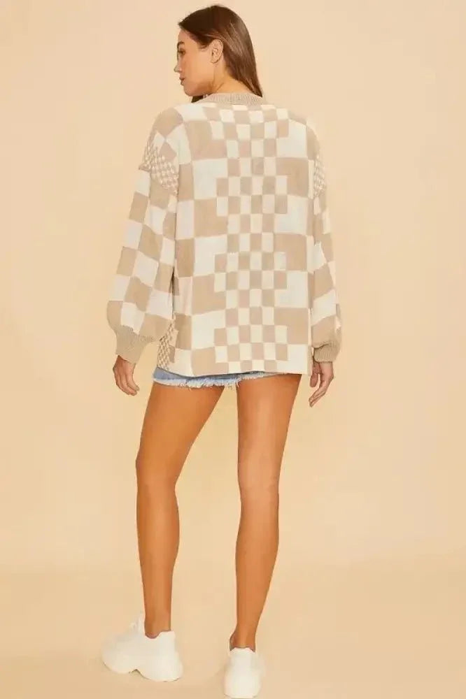 Annie Wear Checkered Open Front Drop Shoulder Cardigan - Update AvenueTrendsi10010018762145210010018762145282b84e83 - a3e9 - 4bb9 - 9eb9 - 5a566508f982 - MaxTan
